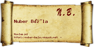 Nuber Béla névjegykártya